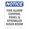 Signmission OSHA Notice, 5" Height, Fire Alarm Control Panel And Sprinkler Sign, 5" X 3.5", Portrait OS-NS-D-35-V-12518 - alternate 1